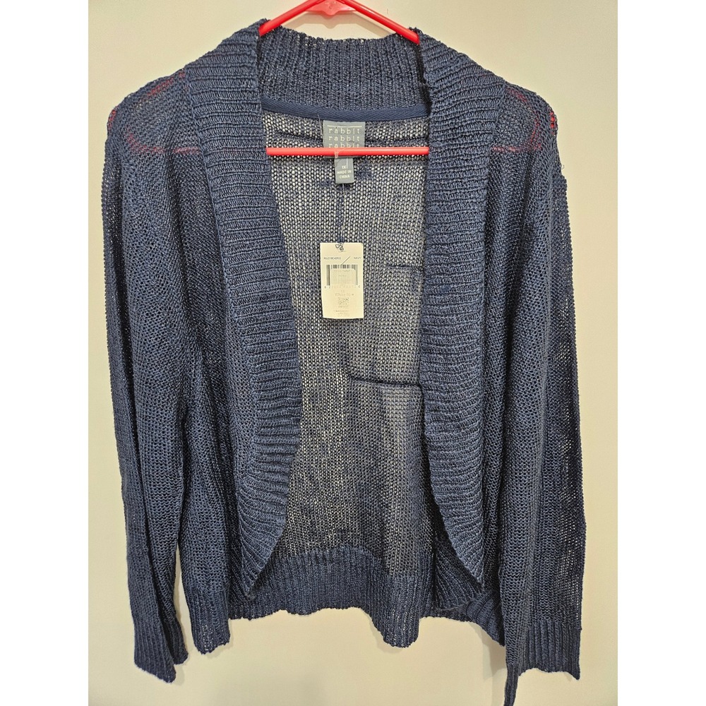 Rabbit Rabbit Rabbit Womens Navy Blue Open Knit Cardigan Sweater 1X R5JD19C42R22